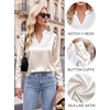 Blooming Jelly Womens Silk Work Blouses Long Sleeve Business Casual Tops(Beige)