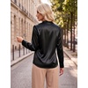 Blooming Jelly Womens Silk Work Blouses Long Sleeve Business Casual Tops(Black)