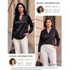 Blooming Jelly Womens Silk Work Blouses Long Sleeve Business Casual Tops(Black)