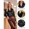 Blooming Jelly Womens Silk Work Blouses Long Sleeve Business Casual Tops(Black)
