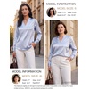 Blooming Jelly Womens Silk Work Blouses Long Sleeve Business Casual Tops(Blue)