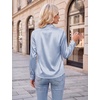 Blooming Jelly Womens Silk Work Blouses Long Sleeve Business Casual Tops(Blue)