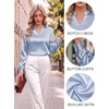 Blooming Jelly Womens Silk Work Blouses Long Sleeve Business Casual Tops(Blue)