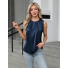 Blooming Jelly Womens Sleeveless Tank Tops Business Casual Trendy Blouses(Navy Blue)