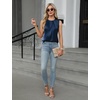 Blooming Jelly Womens Sleeveless Tank Tops Business Casual Trendy Blouses(Navy Blue)