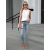 Blooming Jelly Womens Sleeveless Tank Tops Business Casual Trendy Blouses(White)