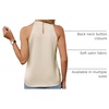 Blooming Jelly Womens Summer Tank Tops Satin Business Dressy Casual Blouse(Beige)