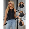 Blooming Jelly Womens Summer Tank Tops Satin Business Dressy Casual Blouse(Black)
