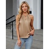 Blooming Jelly Womens Summer Tank Tops Satin Business Dressy Casual Blouse(Brown)