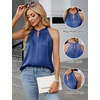 Blooming Jelly Womens Summer Tank Tops Satin Business Dressy Casual Blouse(Dark Blue)