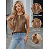 Blooming Jelly Womens Summer Tank Tops Satin Business Dressy Casual Blouse(Dark Brown)