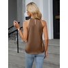 Blooming Jelly Womens Summer Tank Tops Satin Business Dressy Casual Blouse(Dark Brown)
