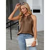Blooming Jelly Womens Summer Tank Tops Satin Business Dressy Casual Blouse(Dark Brown)