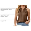 Blooming Jelly Womens Summer Tank Tops Satin Business Dressy Casual Blouse(Dark Brown)