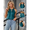 Blooming Jelly Womens Summer Tank Tops Satin Business Dressy Casual Blouse(Dark Green)