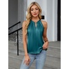 Blooming Jelly Womens Summer Tank Tops Satin Business Dressy Casual Blouse(Dark Green)