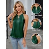 Blooming Jelly Womens Summer Tank Tops Satin Business Dressy Casual Blouse(Green)