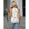 Blooming Jelly Womens Summer Tank Tops Satin Business Dressy Casual Blouse(Lvory White Flower)