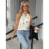 Blooming Jelly Womens Summer Tank Tops Satin Business Dressy Casual Blouse(Lvory White Flower)