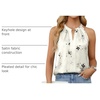 Blooming Jelly Womens Summer Tank Tops Satin Business Dressy Casual Blouse(Lvory White Flower)