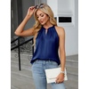 Blooming Jelly Womens Summer Tank Tops Satin Business Dressy Casual Blouse(Navy Blue)