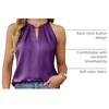 Blooming Jelly Womens Summer Tank Tops Satin Business Dressy Casual Blouse(Purple)