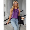 Blooming Jelly Womens Summer Tank Tops Satin Business Dressy Casual Blouse(Purple)