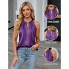 Blooming Jelly Womens Summer Tank Tops Satin Business Dressy Casual Blouse(Purple)