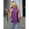 Blooming Jelly Womens Summer Tank Tops Satin Business Dressy Casual Blouse(Purple)