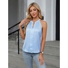 Blooming Jelly Womens Summer Tank Tops Satin Business Dressy Casual Blouse(Stripes Blue)