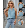 Blooming Jelly Womens Summer Tank Tops Satin Business Dressy Casual Blouse(Turquoise)