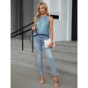 Blooming Jelly Womens Summer Tank Tops Satin Business Dressy Casual Blouse(Turquoise)