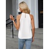 Blooming Jelly Womens Summer Tank Tops Satin Business Dressy Casual Blouse(White)