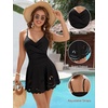 Blooming Jelly Womens Tummy Control Swimsuit Twist Front Bathing Suit(Black)