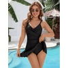 Blooming Jelly Womens Tummy Control Swimsuit Twist Front Bathing Suit(Black)