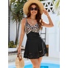 Blooming Jelly Womens Tummy Control Swimsuit Twist Front Bathing Suit(Black Leopard)