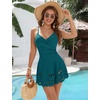 Blooming Jelly Womens Tummy Control Swimsuit Twist Front Bathing Suit(Blue Green)