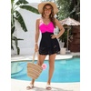 Blooming Jelly Womens Tummy Control Swimsuit Twist Front Bathing Suit(Hot Pink and Black)
