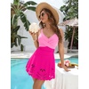 Blooming Jelly Womens Tummy Control Swimsuit Twist Front Bathing Suit(Pink/Hot Pink)