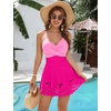 Blooming Jelly Womens Tummy Control Swimsuit Twist Front Bathing Suit(Pink/Hot Pink)