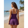 Blooming Jelly Womens Tummy Control Swimsuit Twist Front Bathing Suit(Purple Floral)
