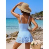 Blooming Jelly Womens Tummy Control Swimsuit Twist Front Bathing Suit(Stripes Blue)