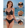 Blooming Jelly Womens Two Piece Bikini Sets Cutout Curvy Swimsuit 2026(Black)