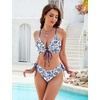 Blooming Jelly Womens Two Piece Bikini Sets Cutout Curvy Swimsuit 2026(Blue Floral)