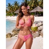 Blooming Jelly Womens Two Piece Bikini Sets Cutout Curvy Swimsuit 2026(Hot Pink Floral)