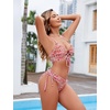 Blooming Jelly Womens Two Piece Bikini Sets Cutout Curvy Swimsuit 2026(Pink Floral)