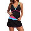 Blooming Jelly Womens 3 Piece Tankini Swimsuits Tummy Control Bathing Suit(Black)