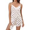 Blooming Jelly Womens Cami Pajama Sets Cute Heart Printed Pjs Sexy Sleepwear 2 Piece V Neck Pj Sets Cozy Loungewear(Apricot)