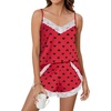 Blooming Jelly Womens Cami Pajama Sets Cute Heart Printed Pjs Sexy Sleepwear 2 Piece V Neck Pj Sets Cozy Loungewear(Red)