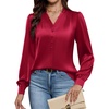 Blooming Jelly Womens Dressy Casual Blouses Long Sleeve Fall Work Tops(Red)